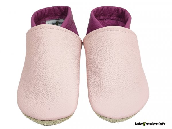 Lederpuschen in rosa-flieder